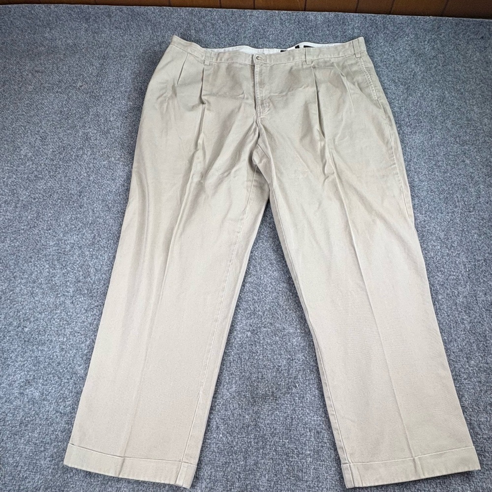 Vintage Y2K Eddie Bauer Pants Mens 48‎ Beige Pleated Classic Americana Preppy